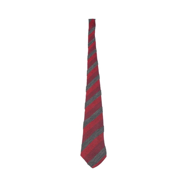 Cotton/Silk Stripe Tie Red/Grey