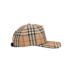 Cotton Check Baseball Cap Beige, view 3