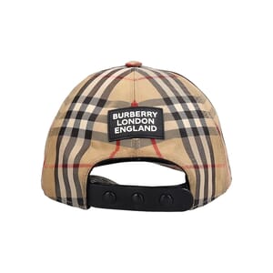 Cotton Check Baseball Cap Beige, view 5