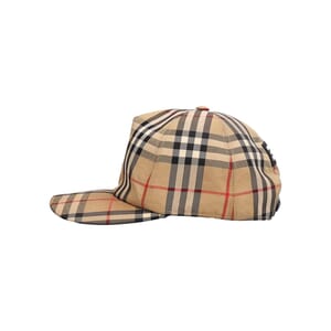 Cotton Check Baseball Cap Beige, view 4