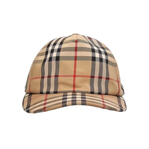 Cotton Check Baseball Cap Beige