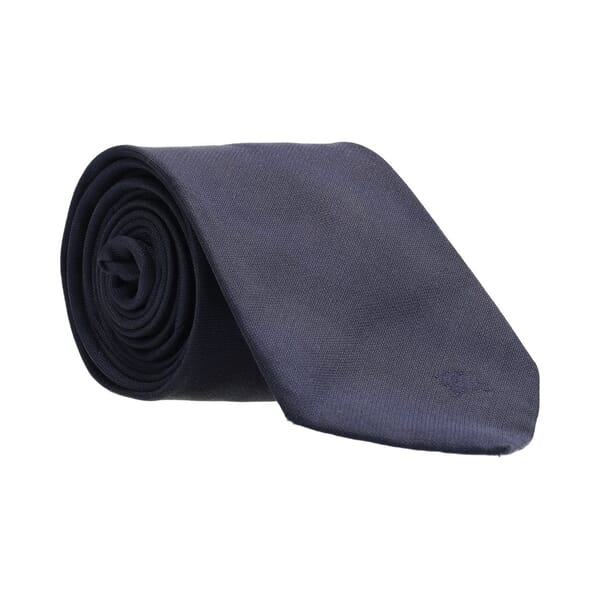 Cotton/Silk Check Tie Blue