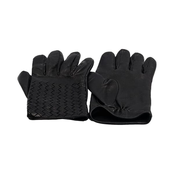 Leather Intrecciato Gloves Black