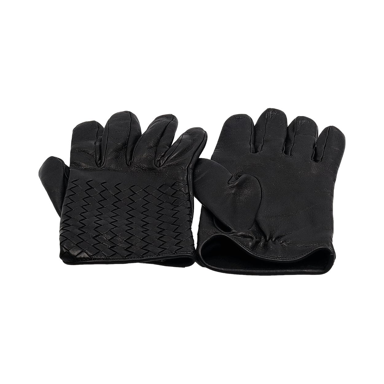 BOTTEGA VENETA Leather Intrecciato Gloves Black | Luxity