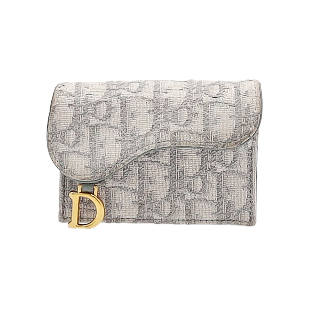 CHRISTIAN DIOR Oblique Saddle Card Holder Grey | Luxity