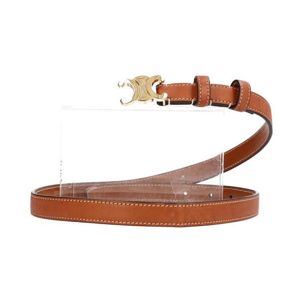 Leather Triomphe Belt Tan - S: 80 (32)