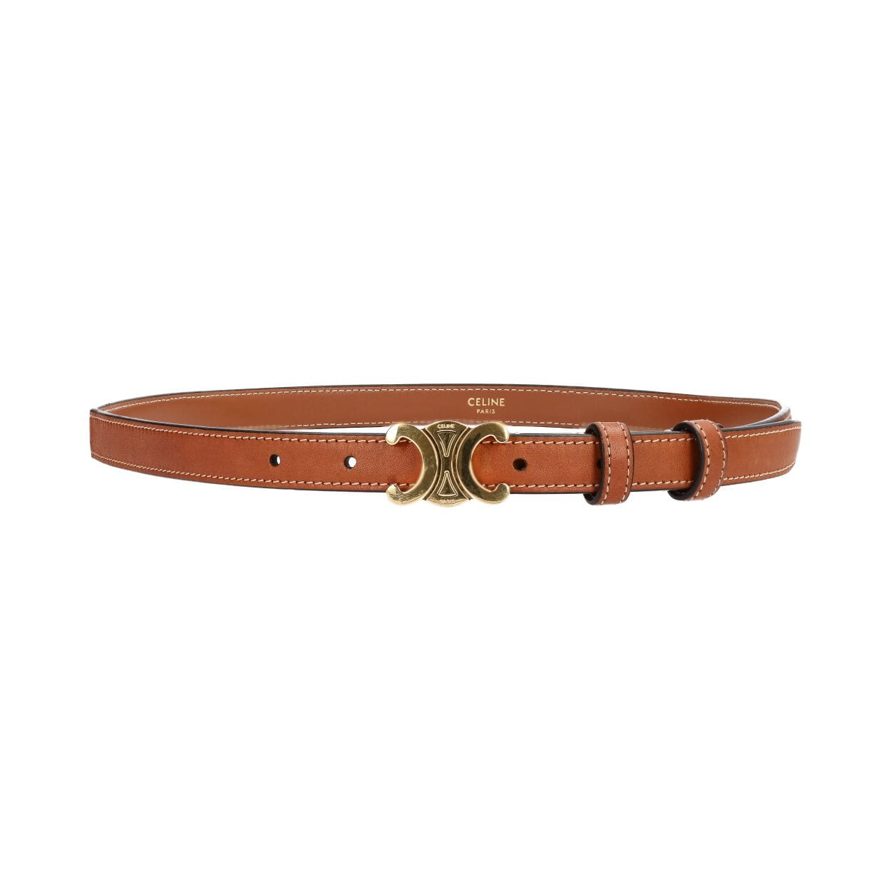 Leather Triomphe Belt Tan - S: 80 (32)