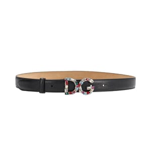 Leather DG Logo Embellished Belt Black - S: 85 (34)
