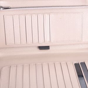 Leather Geometric Print Zip Around Organizer Beige/Black, view 8