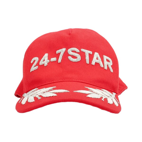 Cotton 24-7 Star Embroidered Baseball Cap Red