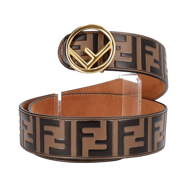 Leather FF Logo Belt Brown - 90 (36)