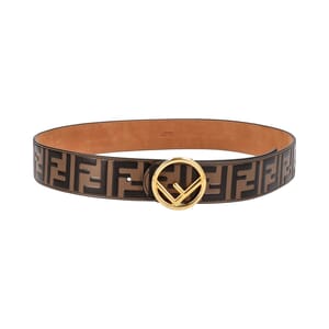 Leather FF Logo Belt Brown - 90 (36)