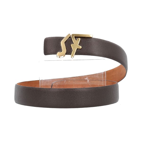 Leather Initials Belt Chocolate - S: 90 (36)