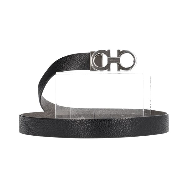 Leather Gancini Reversible Belt Black/Grey - S: 85 (34)