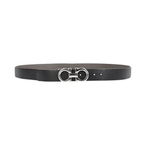 Leather Gancini Reversible Belt Black/Grey - S: 85 (34)