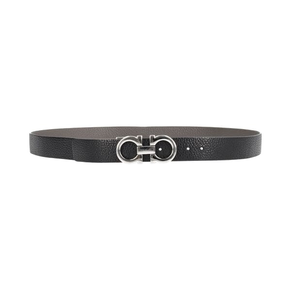 Leather Gancini Reversible Belt Black/Grey - S: 85 (34)