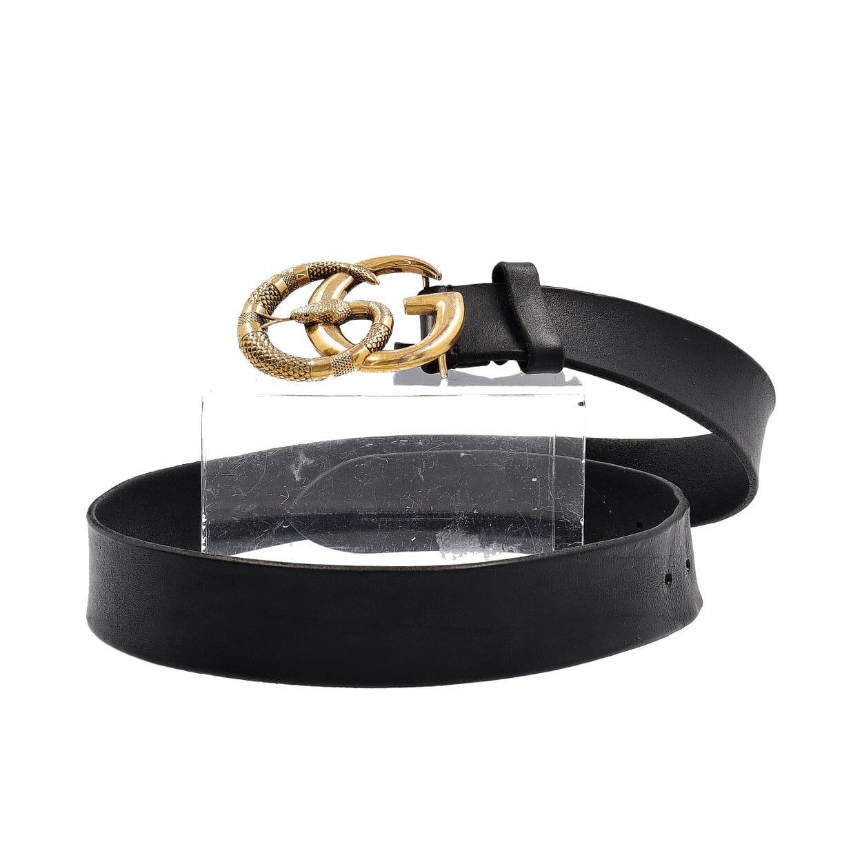 GUCCI Leather Snake Buckle Belt Black - S: 90 (36) | Luxity