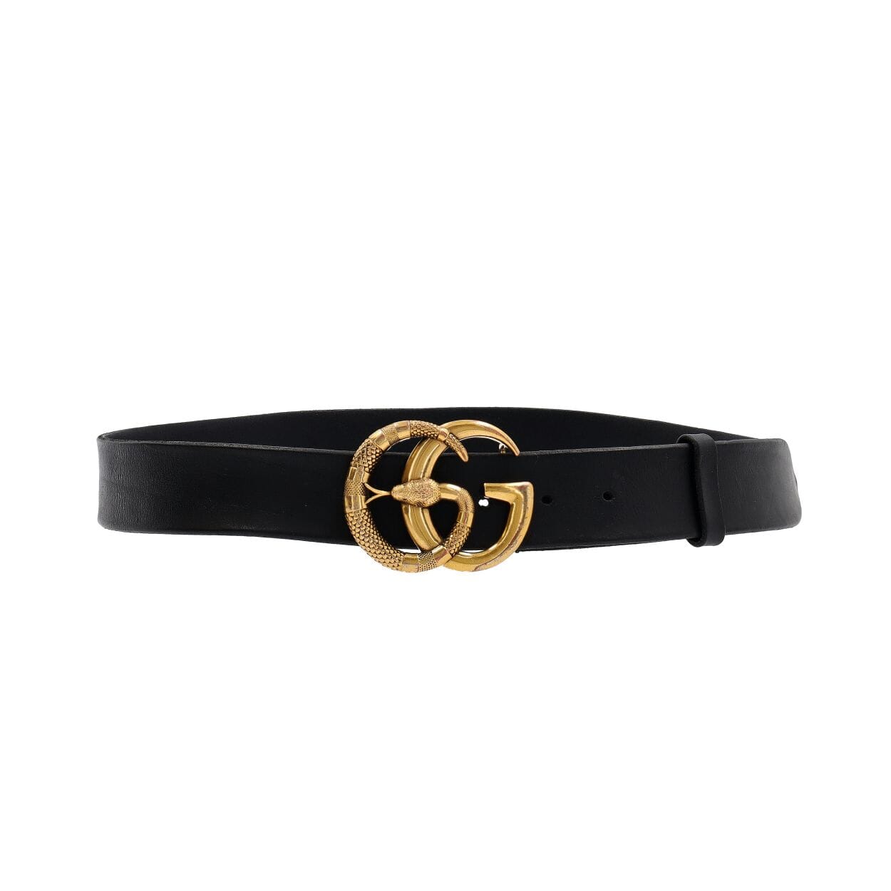 GUCCI Leather Snake Buckle Belt Black - S: 90 (36) | Luxity