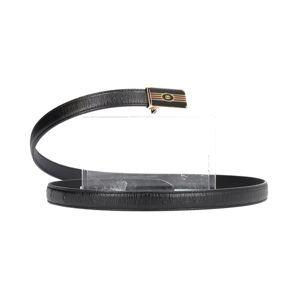 Leather Buckle Web Belt Black - S: 95 (38)