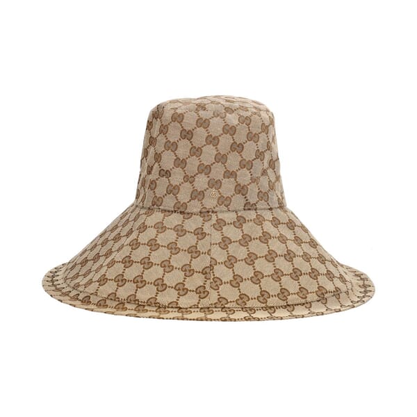 Canvas GG Wide Brim Hat Beige/Ebony