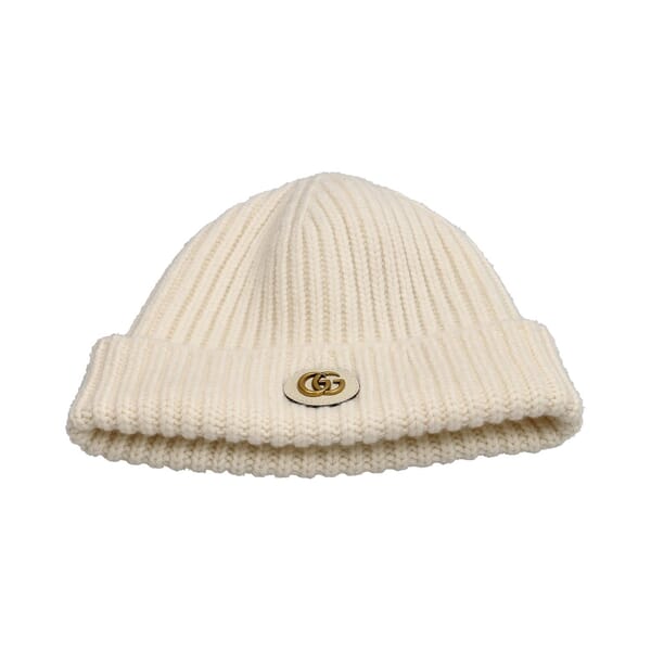 Wool/Cashmere GG Beanie White
