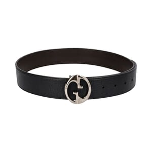 Leather Interlocking G Reversible Belt Black/Chocolate - S: 85 (34)