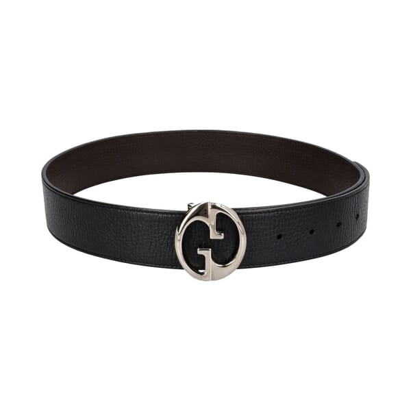 Leather Interlocking G Reversible Belt Black/Chocolate - S: 85 (34)