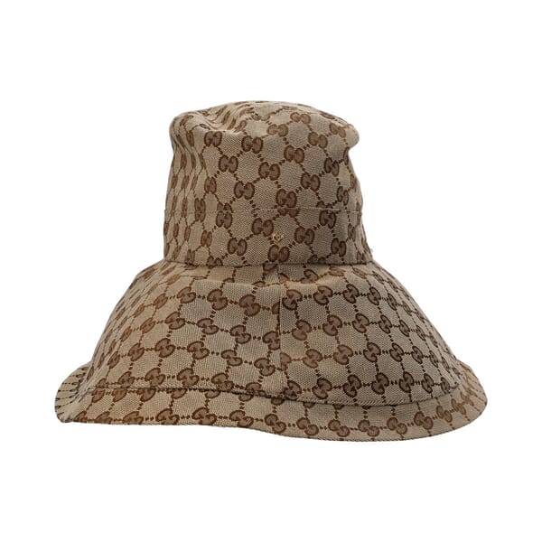 Canvas GG Wide Brim Hat Beige