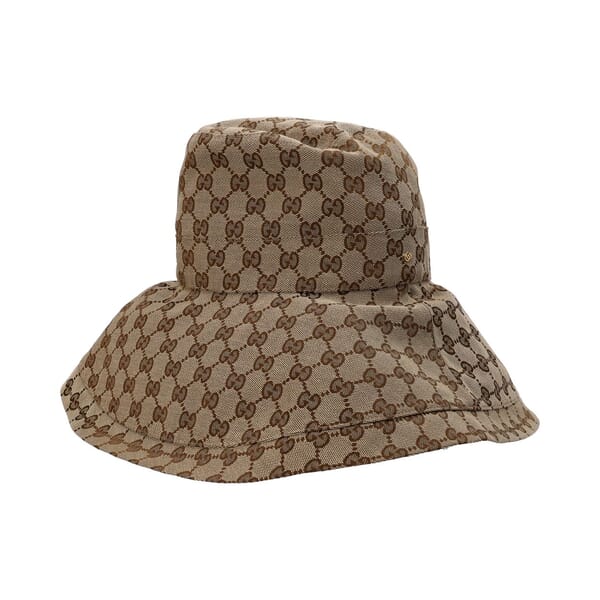 Canvas GG Wide Brim Hat Beige