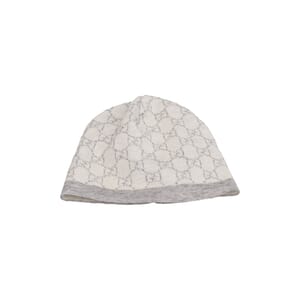 Wool GG Baby Beanie Grey/White
