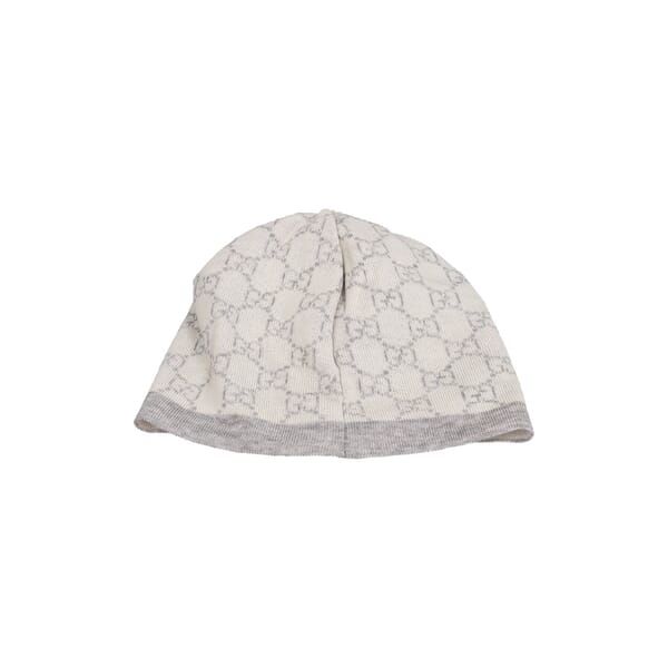 Wool GG Baby Beanie Grey/White