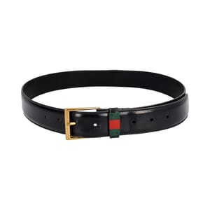 Leather Web Belt Black - S: 90 (36)