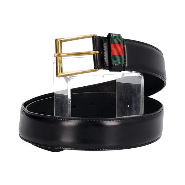 Leather Web Belt Black - S: 90 (36)