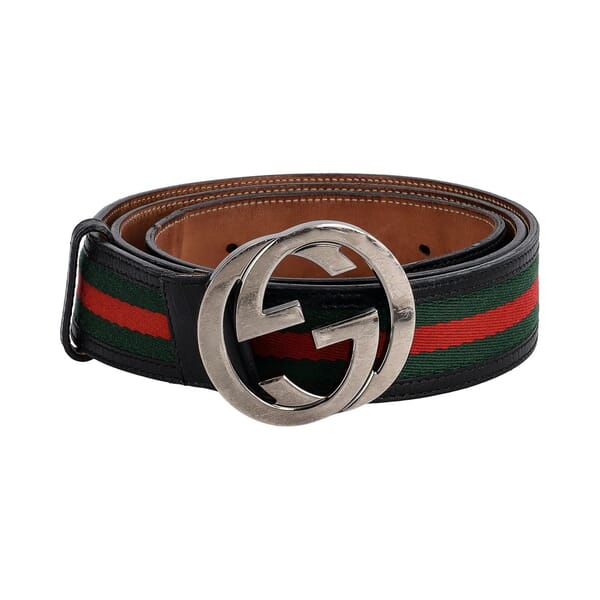 Leather Web GG Belt - S: 115 (46)
