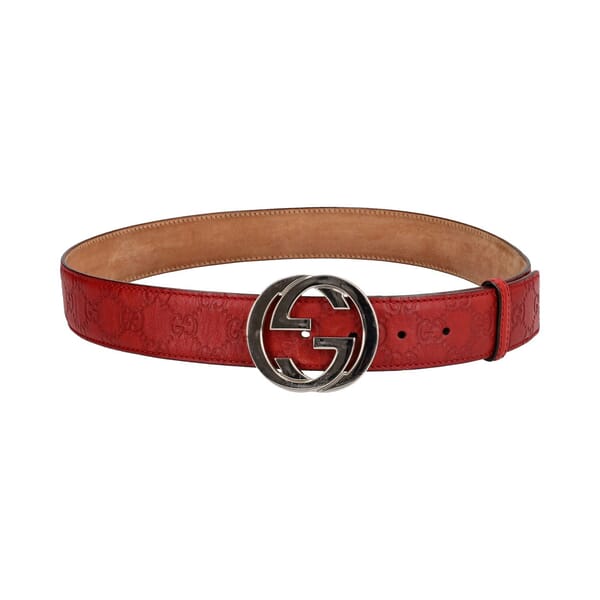Guccissima Interlocking G Belt Red - S: 90 (36)