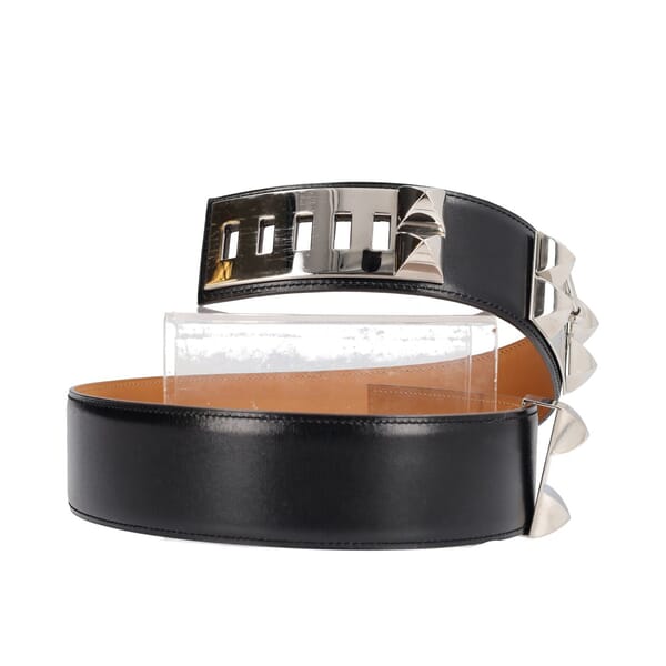 Leather Collier de Chien Belt Black - S: 80 (32)