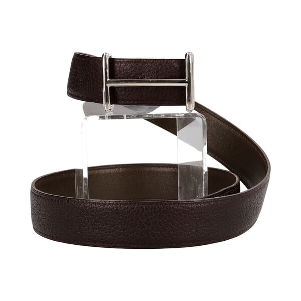 Vintage H Buckle Belt Brown/Olive - S: 80 (32)