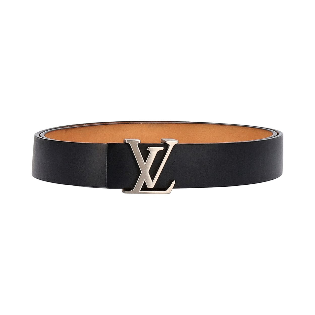 LOUIS VUITTON Leather Initials Belt Black S 100 40 Luxity Louis vuitton leather initials belt black s 100 40 luxity