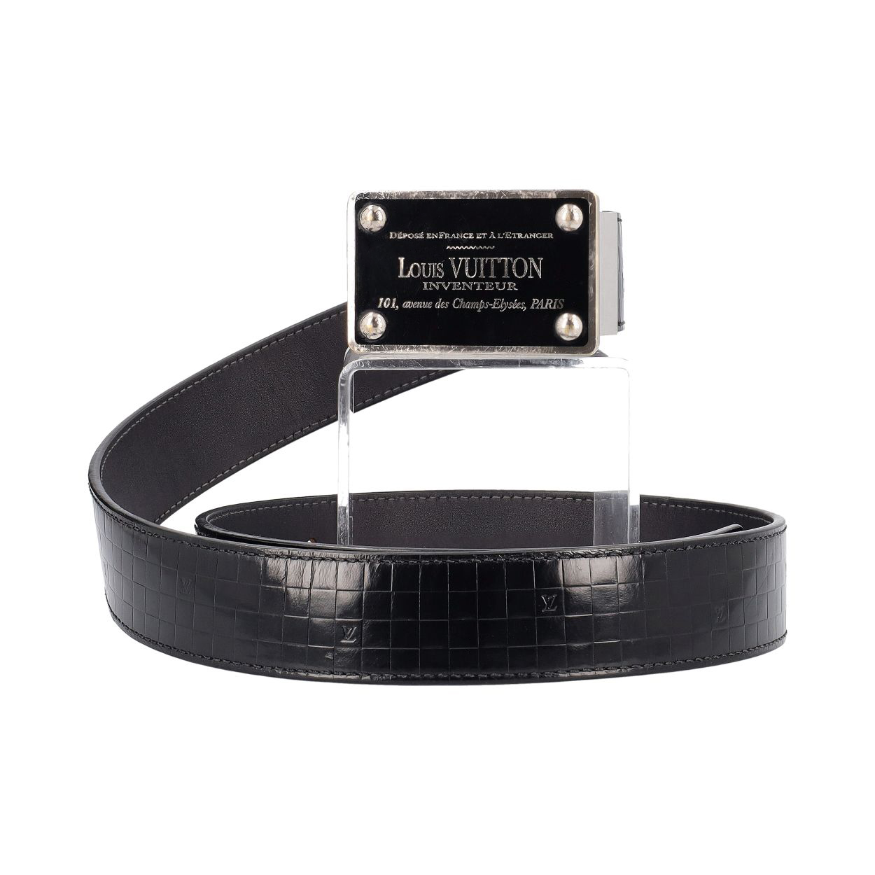 Louis Vuitton インヴェンター ベルトバックル LOUIS VUITTON Damier Embossed Inventeur Reversible Belt Black - S