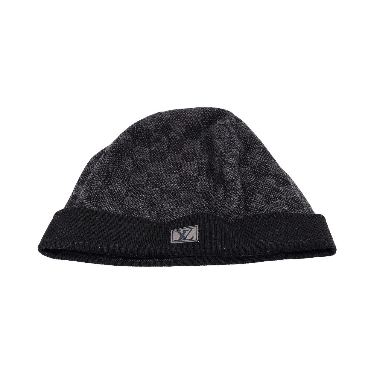 LOUIS VUITTON Wool Neo Petit Damier Beanie Anthracite Gray | Luxity