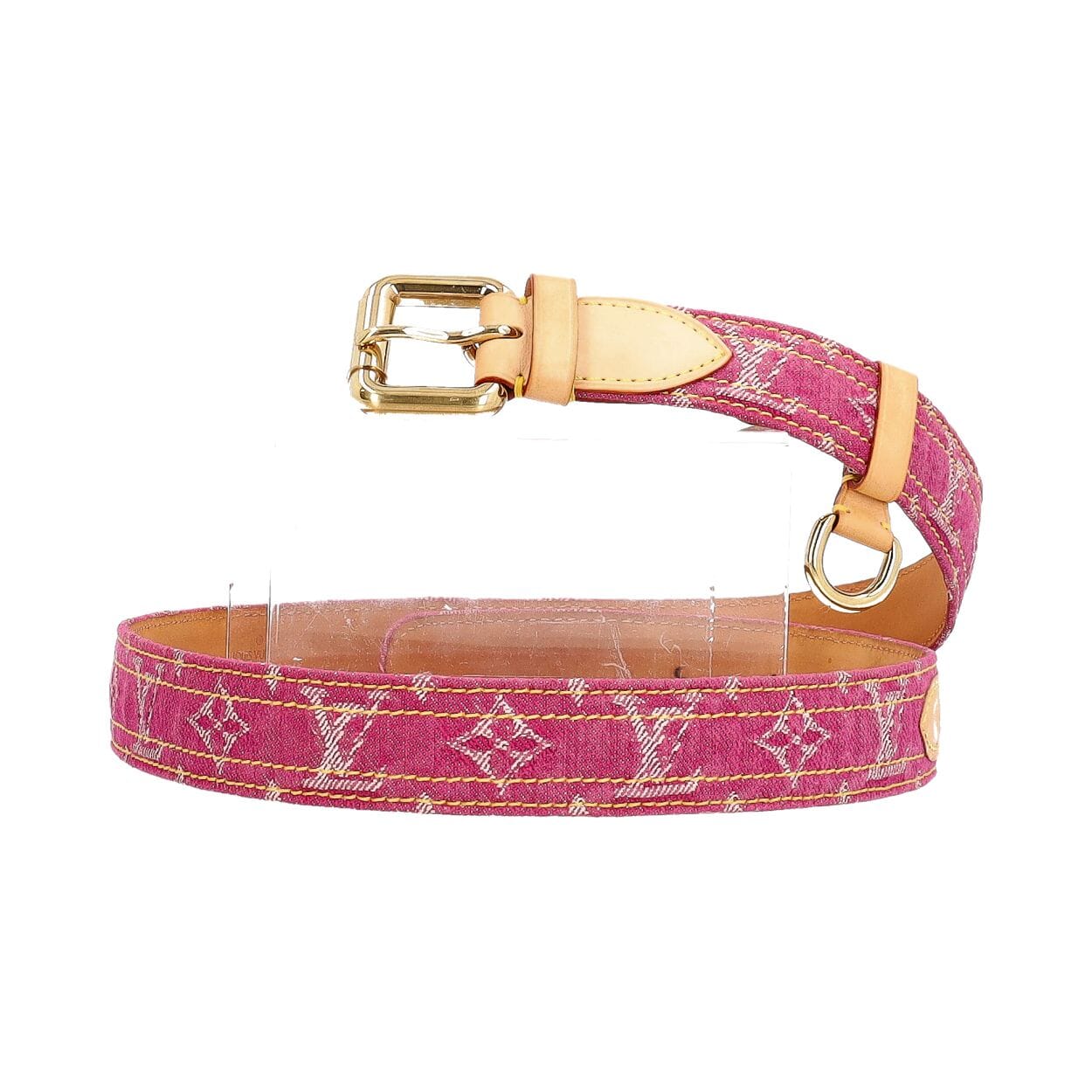 LOUIS VUITTON Denim Monogram Buckle Belt Pink - S: 90 (36