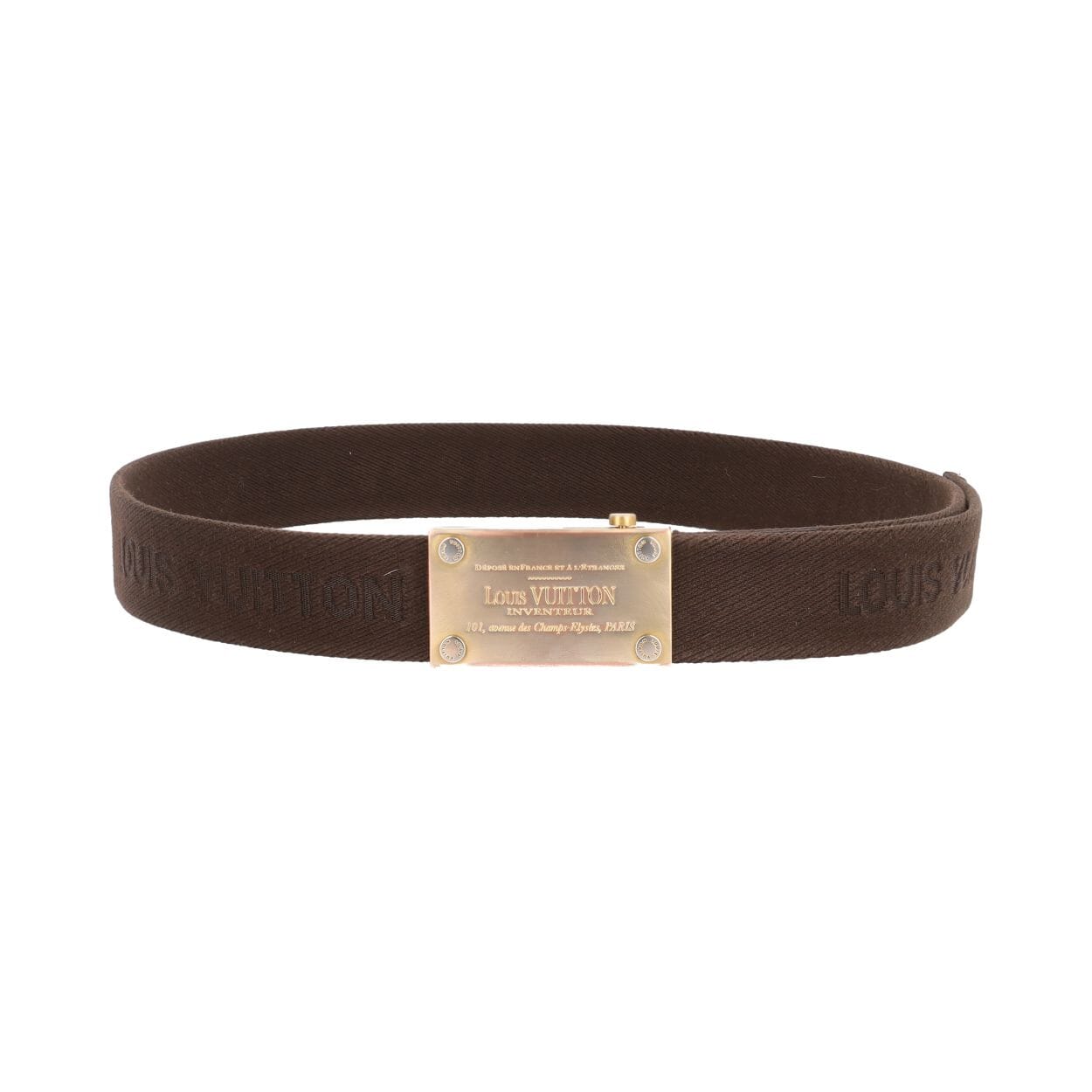LOUIS VUITTON Canvas Inventeur Plaque Belt Brown - S: 90 (36) | Luxity