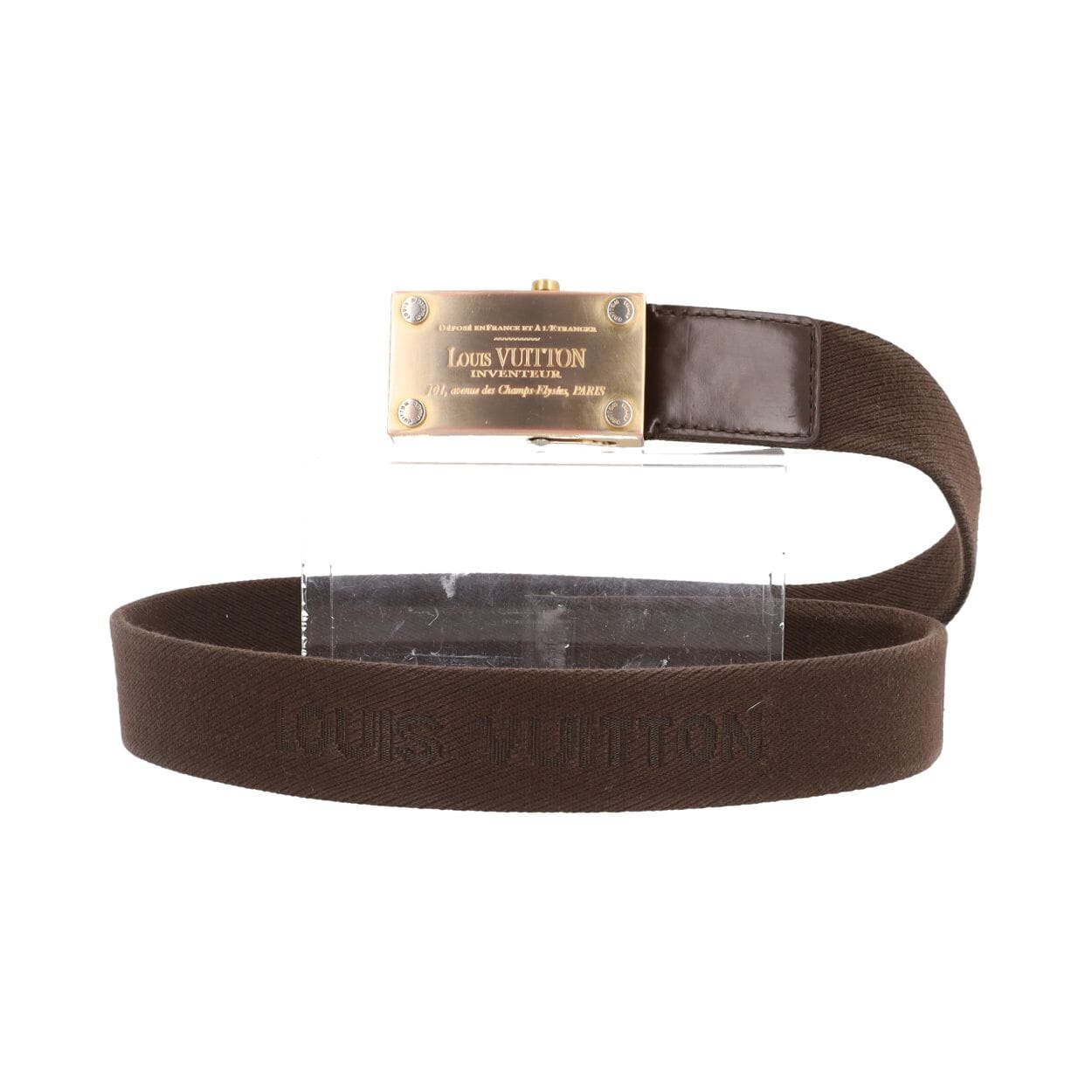 LOUIS VUITTON Canvas Inventeur Plaque Belt Brown - S: 90 (36) | Luxity