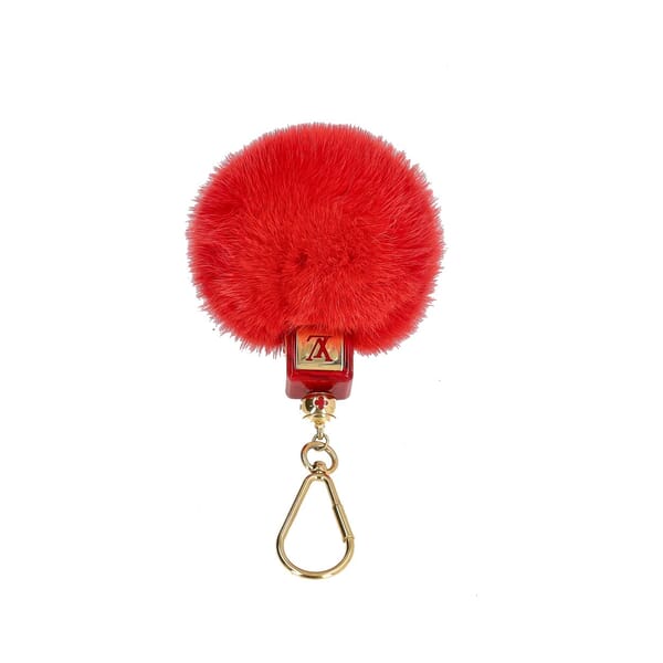 Fluffy Bag Charm/Key Holder Red