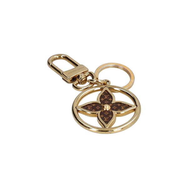 Monogram Puzzle Flower Key Holder/Bag Charm Gold Tone