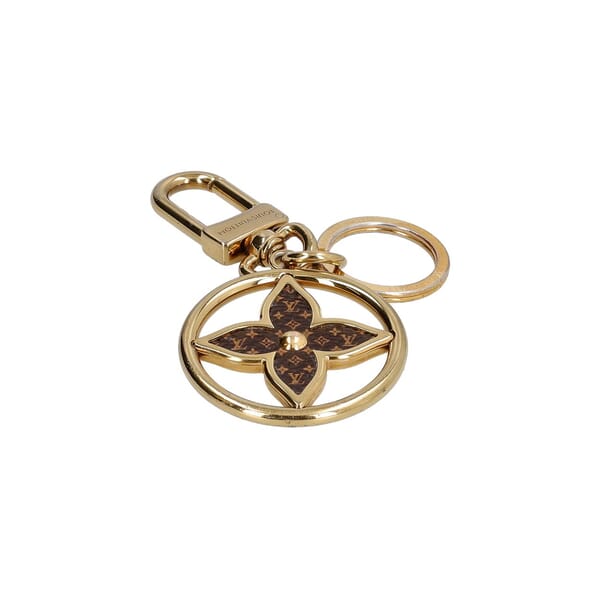 Monogram Puzzle Flower Key Holder/Bag Charm Gold Tone