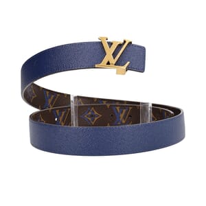 Monogram LV Initials Reversible Belt Blue - S: 85 (34), view 4