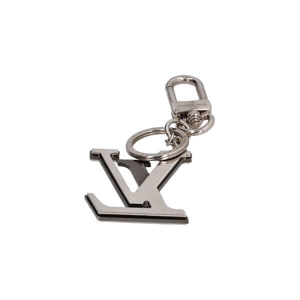 Initials LV Bag Charm/Key Holder Silver Tone