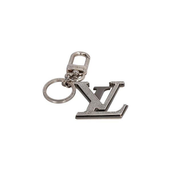 Initials LV Bag Charm/Key Holder Silver Tone
