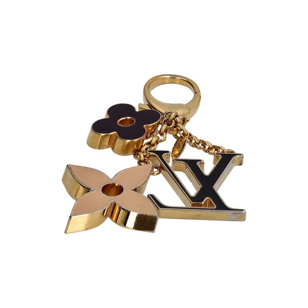 Fleur De Monogram Bag Charm Gold Tone